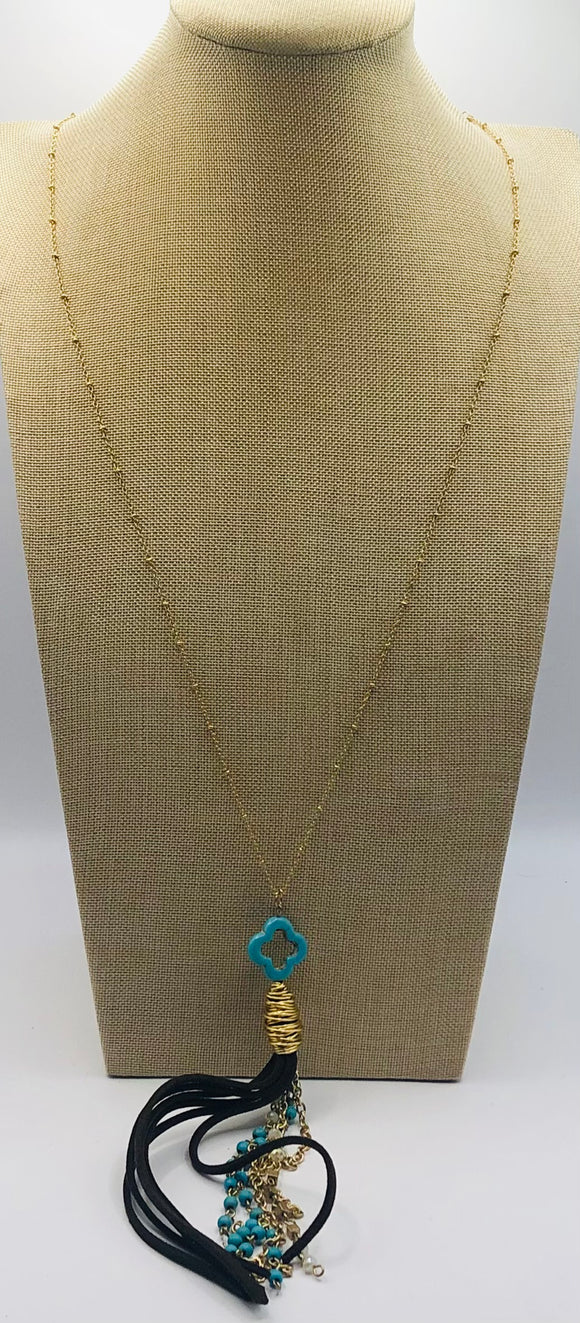 LONG GOLD TURQUOISE NECKLACE ( 0332 NWGTQ )