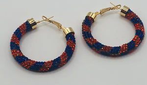 BLUE ORANGE RHINESTONE HOOP EARRINGS ( 02 )