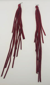 LONG RED TASSEL EARRINGS ( 78 RD )