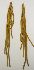 LONG MUSTARD LEATHER TASSEL EARRINGS ( 78 MUS )