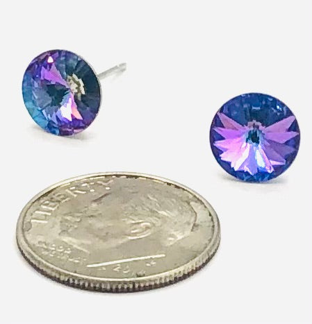 8mm Purple AB Crystal Stud Earring ( 39 36 )