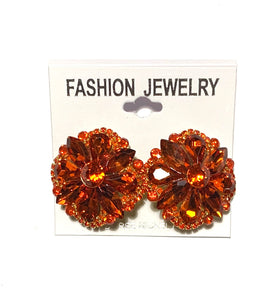 ROUND ORANGE STONES CLIP ON EARRINGS ( 2842 OR )