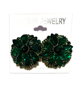 ROUND GREEN STONES CLIP ON EARRINGS ( 2842 GR )