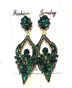 DANGLING RHINESTONE EARRINGS ( 3386 GN )