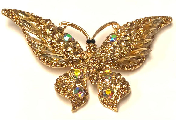 GOLD TOPAZ Rhinestone Butterfly Brooch ( 06263 TP )