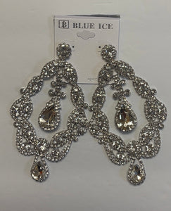 SILVER CLEAR CHANDELIER EARRINGS ( 35188 K )