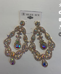 GOLD AB CHANDELIER EARRINGS ( 35188 GAB )