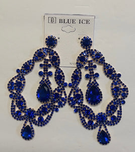 GOLD BLUE CHANDELIER EARRINGS ( 35188 GBL )