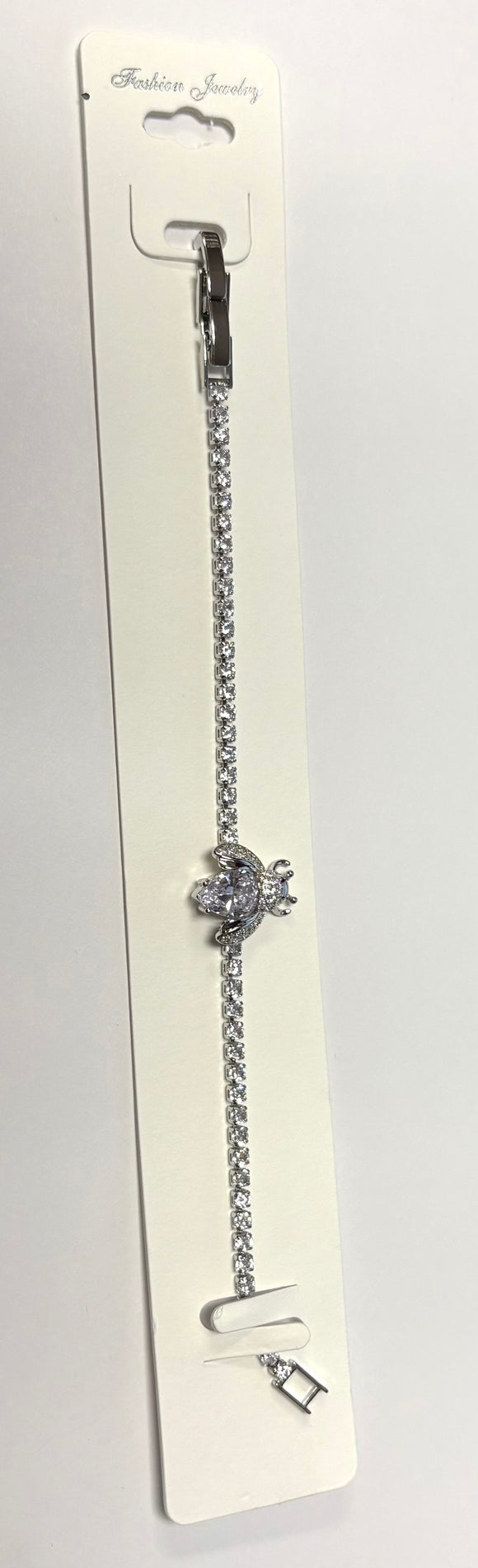 SILVER INSECT BRACELET CLEAR STONES ( 61386 )