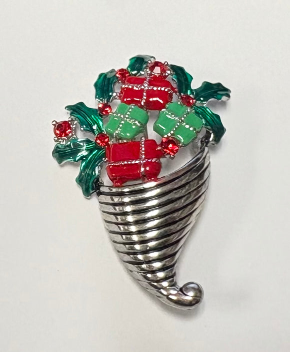 CHRISTMAS CORNUCOPIA BROOCH ( 356 )