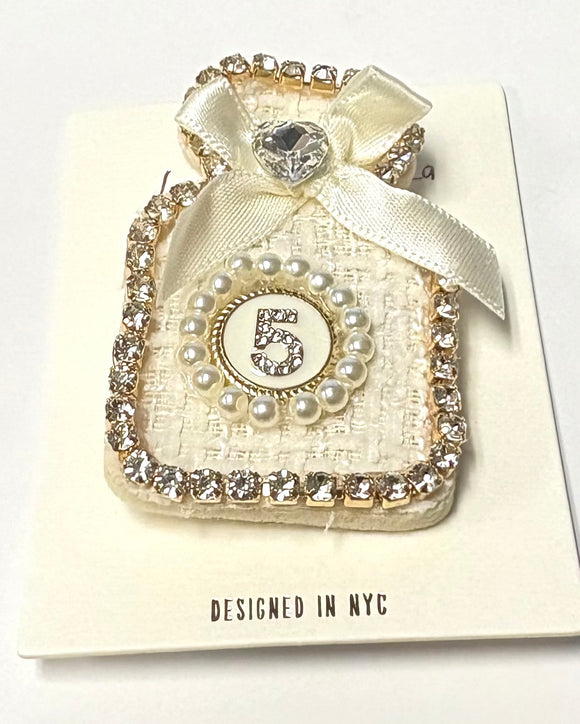 WHITE PERFUME BOTTLE BROOCH ( 1111 WHT )