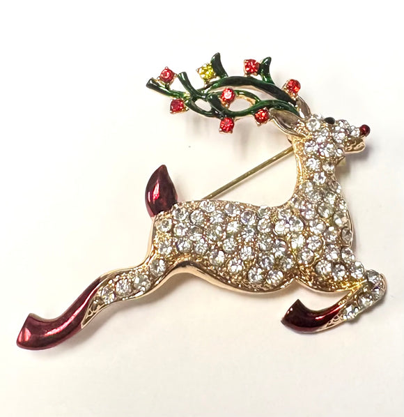 GOLD REINDEER BROOCH ( 08360 GCL )
