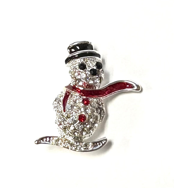SILVER SNOWMAN BROOCH ( 0958 )