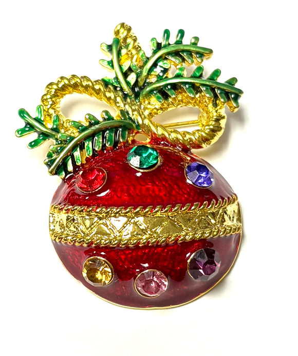 RED CHRISTMAS TREE ORNAMENT BROOCH ( 198 RD )