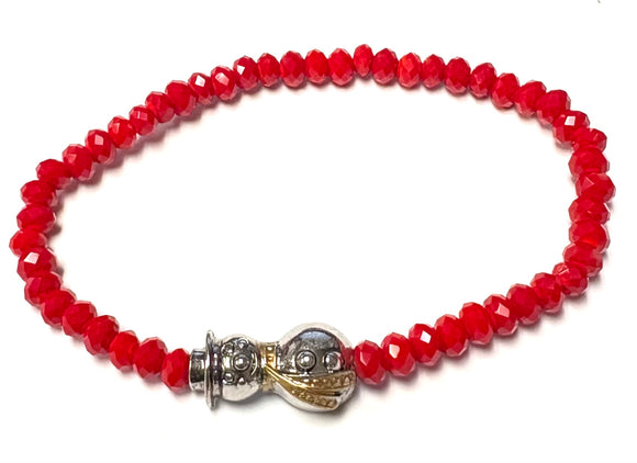 RED STRETCH BRACELET SNOWMAN CHARM ( 2311 RHCR )