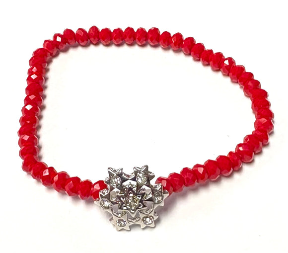 RED STRETCH BRACELET SNOWFLAKE ( 2310 RHCR )