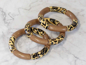 STRETCH BANGLE LEOPARD PRINT ( 0715 GLBRN )