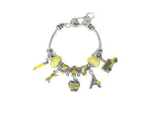 SILVER YELLOW TEACHER CHARMS ( 0747 ASYEL )