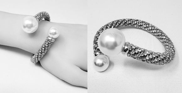 SILVER WHITE PEARL BRACELET ( 10410 RWH )