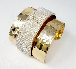 GOLD BANGLE WHITE PEARLS ( 10414 GWHP )