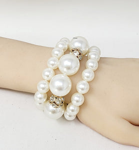 GOLD CREAM PEARL BRACELET ( 10434 GCR )