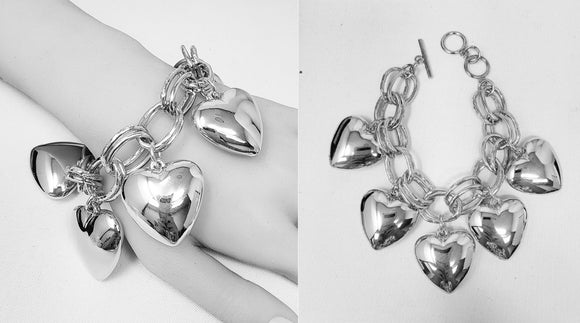 SILVER HEART BRACELET ( 10828 R )