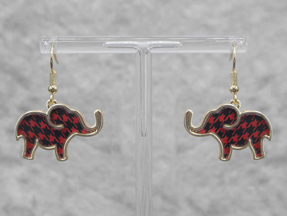 ELEPHANT HOUNDSTOOTH BUBBLE EARRINGS ( 0133 GLRED )