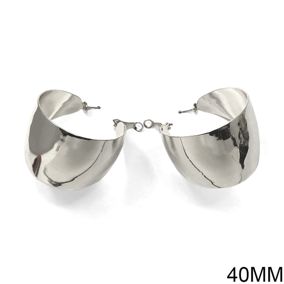 SILVER METAL HOOP EARRINGS ( 10306 R )