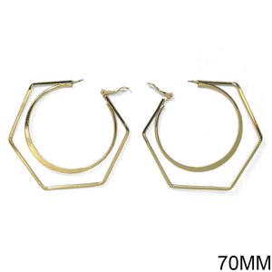 GOLD GEOMETRIC HOOP EARRINGS ( 10307 G )