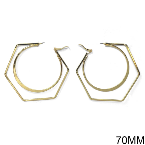 GOLD GEOMETRIC HOOP EARRINGS ( 10307 G )