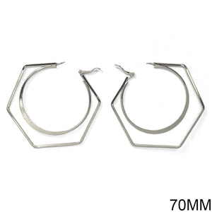 SILVER GEOMETRIC HOOP EARRINGS ( 10307 R )