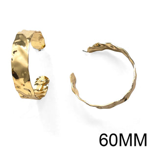 GOLD HAMMERED HOOP EARRINGS ( 10321 G )