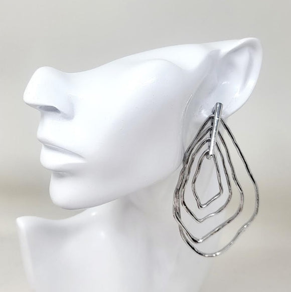 SILVER GEOMETRIC EARRINGS ( 10360 R )