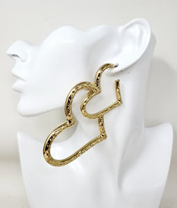 GOLD HEART EARRINGS ( 10374 G )