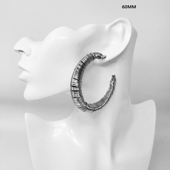 60mm HOOP EARRINGS SILVER ( 11425 R )