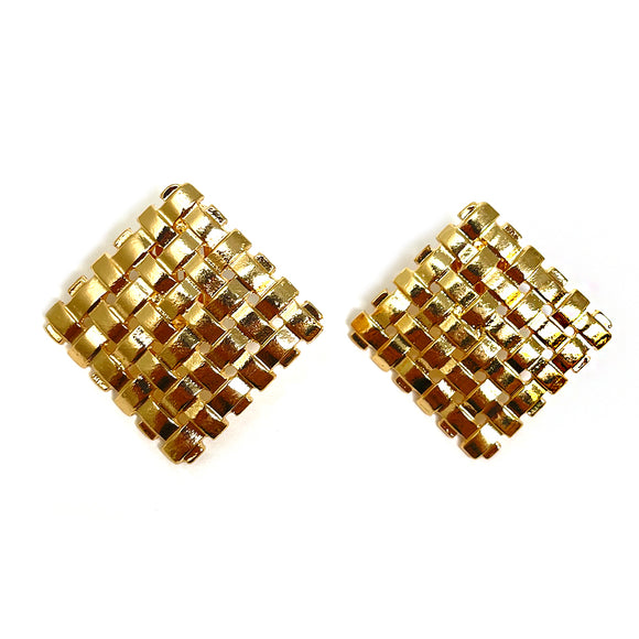 GOLD SQUARE CLIP ON EARRINGS ( 20072 G )