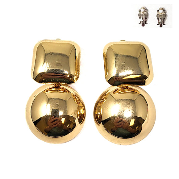 GOLD REFLECTIVE CLIP ON EARRINGS ( 20079 G )