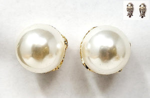 GOLD CREAM PEARL CLIP ON EARRINGS ( 21002 GCR )