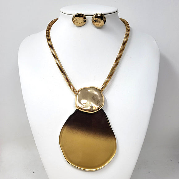 GOLD BLACK NECKLACE SET ( 10563 GBK )