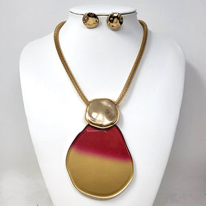 GOLD FUCHSIA NECKLACE SET ( 10563 GFU )