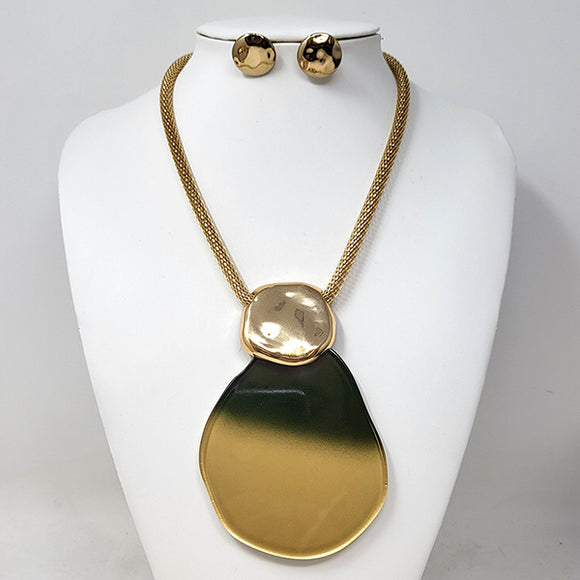 GOLD GREEN NECKLACE SET ( 10563 GGR )