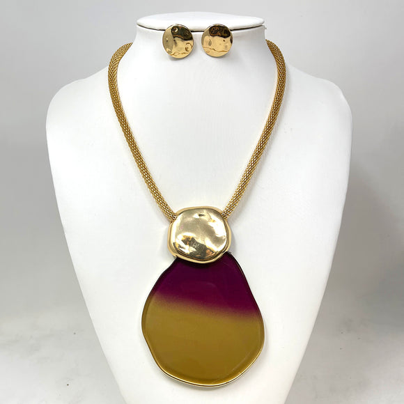 GOLD PURPLE NECKLACE SET ( 10563 GPU )