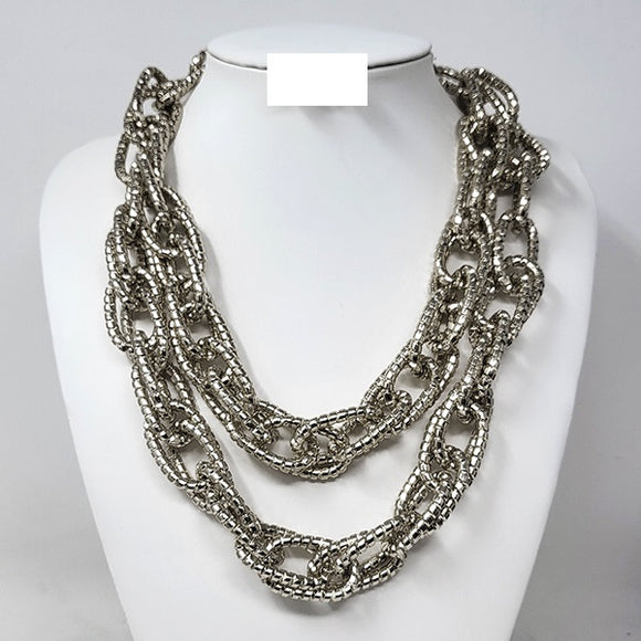 SILVER CHAIN LINK NECKLACE ( 10575 R )