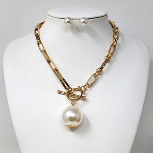 GOLD NECKLACE SET CREAM PEARLS ( 10603 GCR )