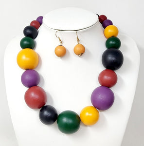 MULTI COLOR WOODEN NECKLACE SET ( 10649 DMT )