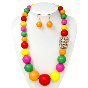 LIGHT MULTI COLOR WOODEN NECKLACE SET ( 10758 LMT )