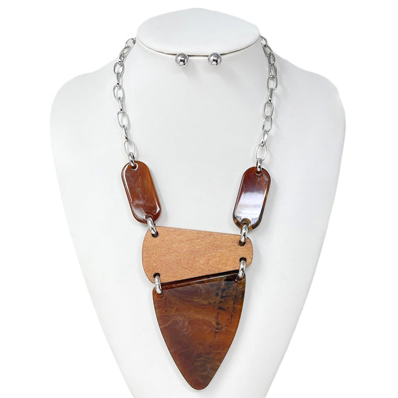 WOODEN NECKLACE SET ( 10823 RBR )