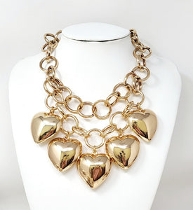 GOLD HEART NECKLACE SET ( 10828 G )