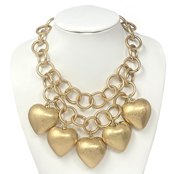 GOLD HEART NECKLACE SET ( 10828 MG )