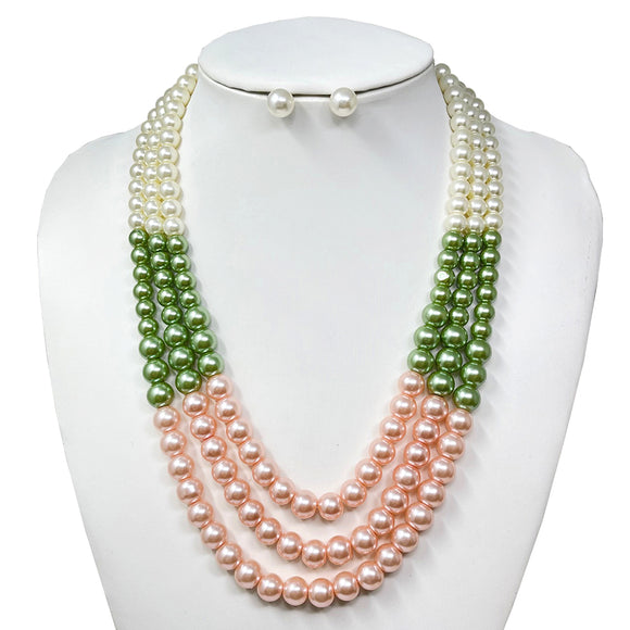 MIX COLOR PEARL NECKLACE SET ( 10833 GPG )